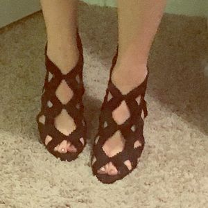 Zara suede cutout heels